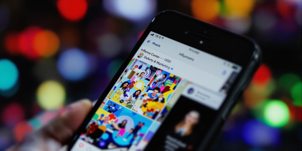 Smartphone displaying influencer content on social media.